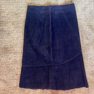 Etcetera Brown Suede Skirt Ruffle